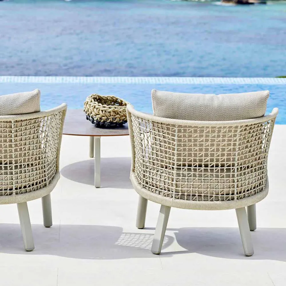 Varaschin Emma garden armchair upholstered in fabric and metal Viadurini