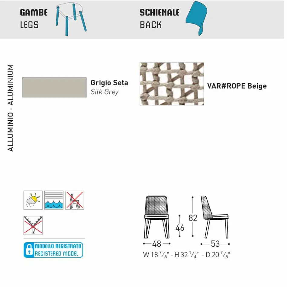 Varaschin Emma design garden chair in fabric and aluminum Viadurini