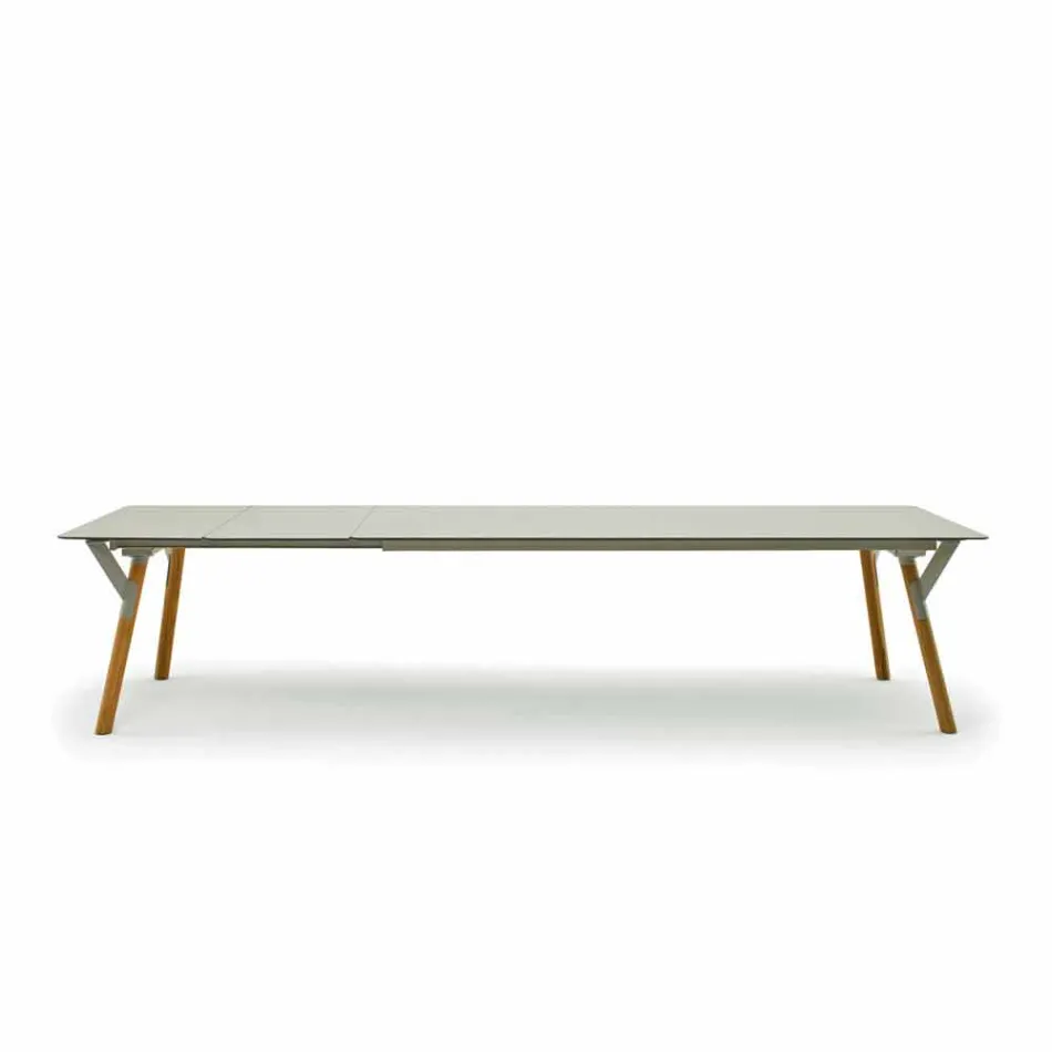 Varaschin Link extending garden table with teak legs, H65 cm Viadurini