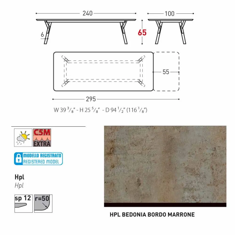 Varaschin Link extending garden table H 65 cm, up to 350 cm Viadurini