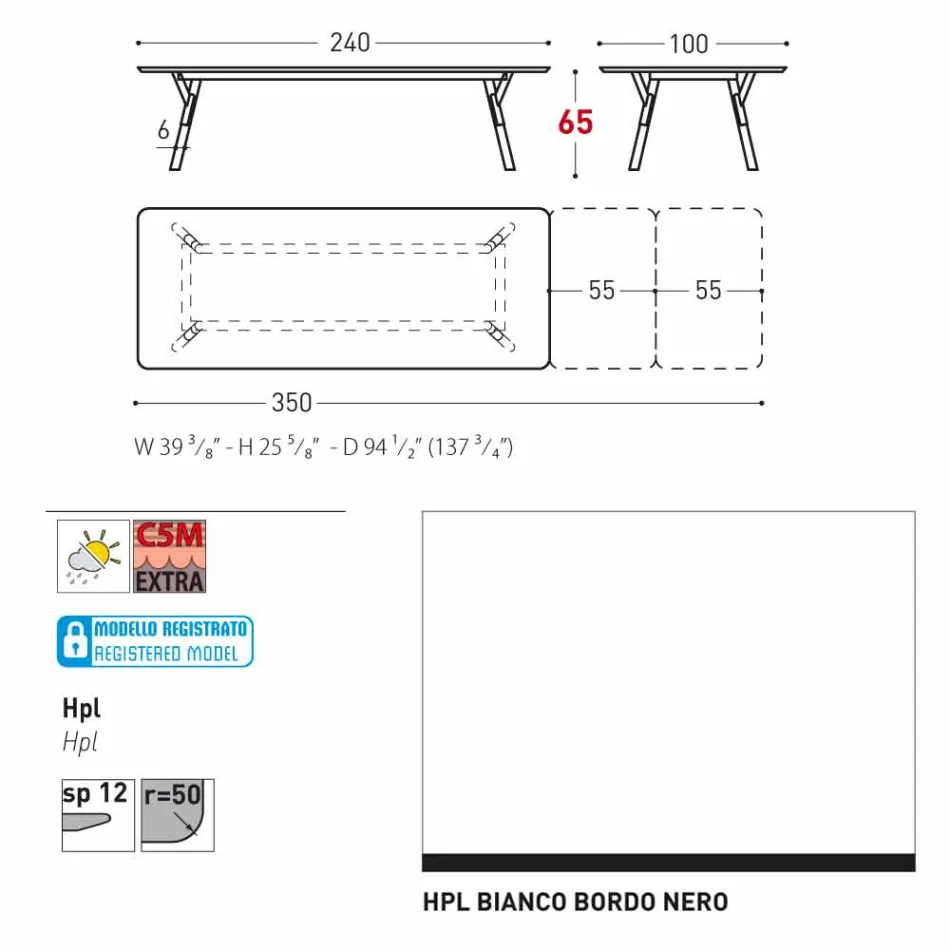 Varaschin Link extending garden table H 65 cm, up to 350 cm Viadurini