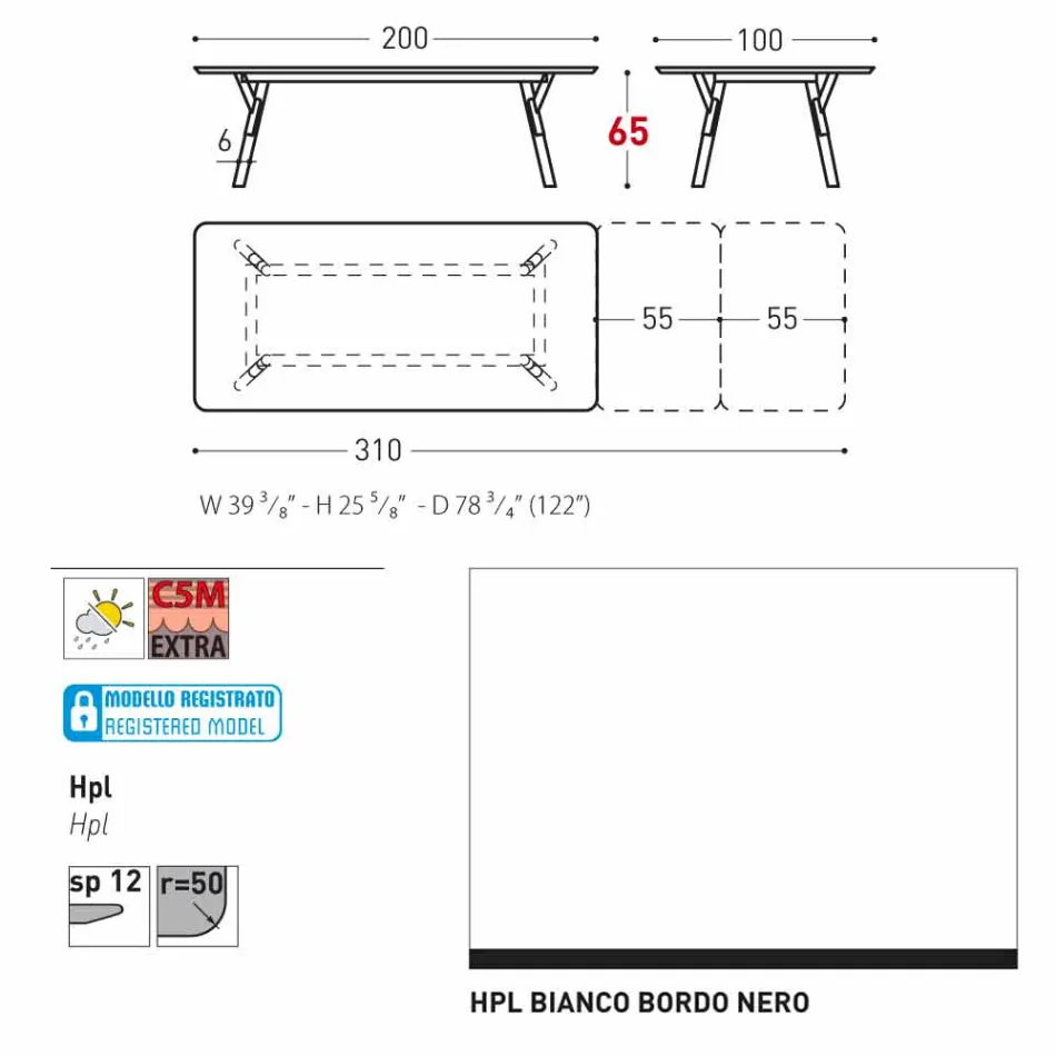 Varaschin Link extending garden table H 65 cm, up to 350 cm Viadurini