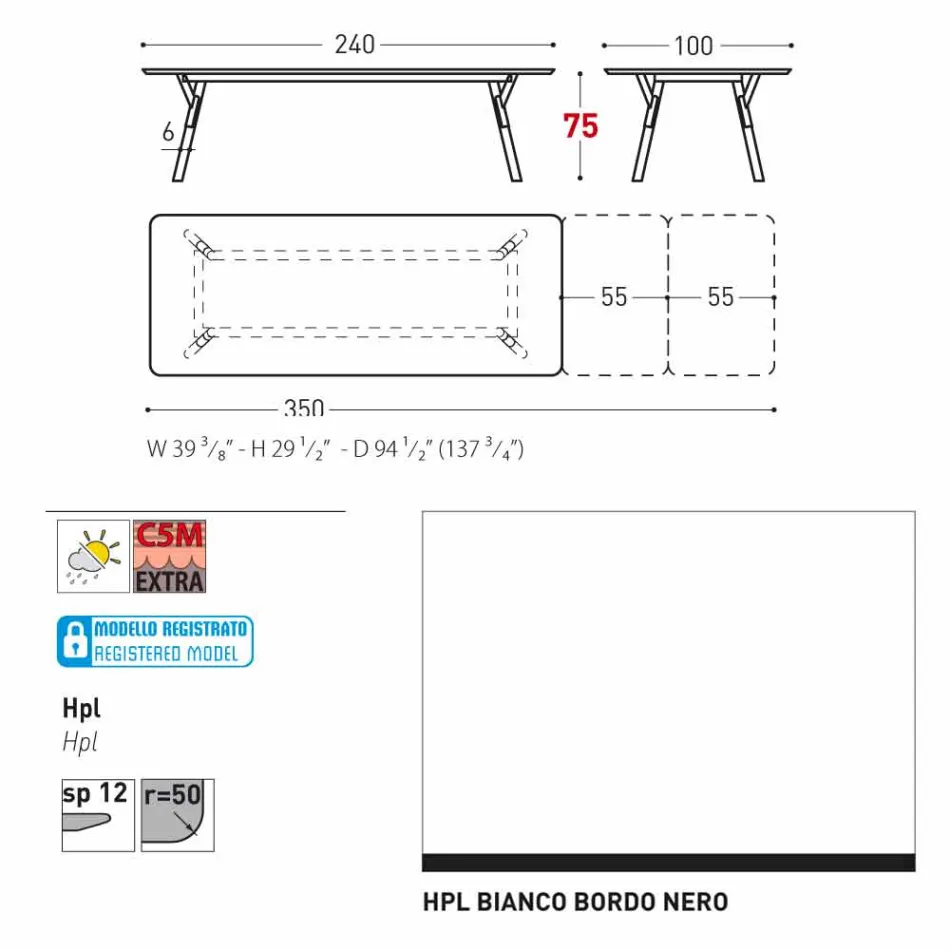 Varaschin Link extensible garden table with teak legs, H75 cm Viadurini