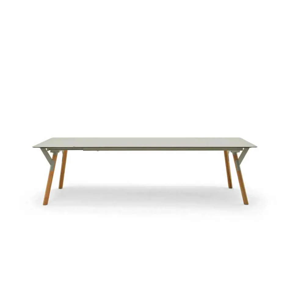 Varaschin Link extensible garden table with teak legs, H75 cm Viadurini