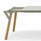 Varaschin Link extensible garden table with teak legs, H75 cm Viadurini