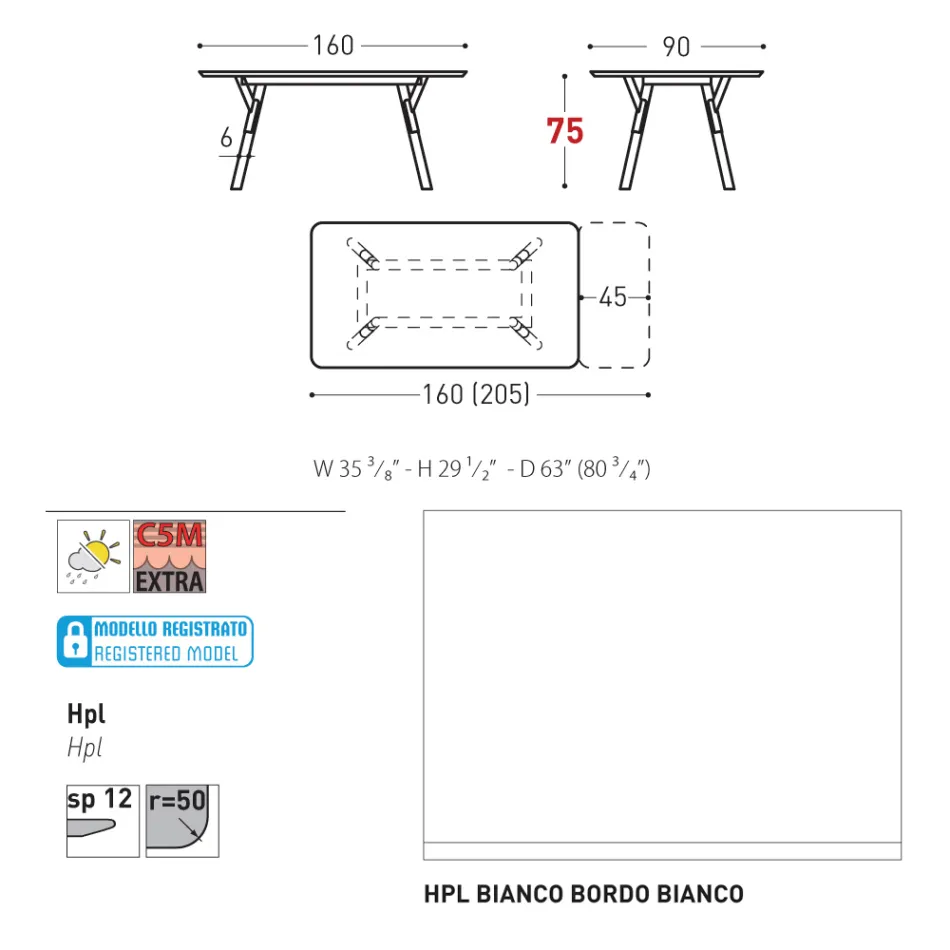 Varaschin Link modern design extendable garden table, H 73.2 cm Viadurini