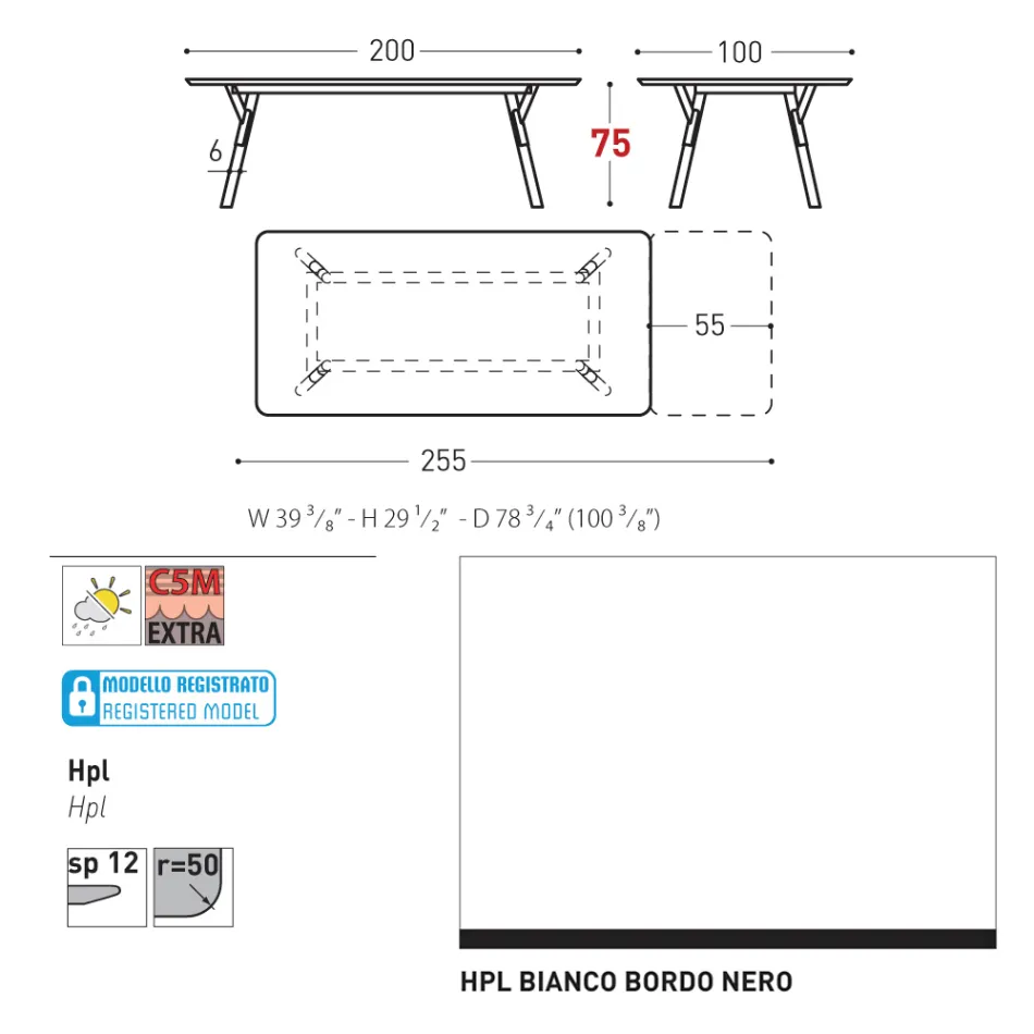 Varaschin Link modern design extendable garden table, H 73.2 cm Viadurini