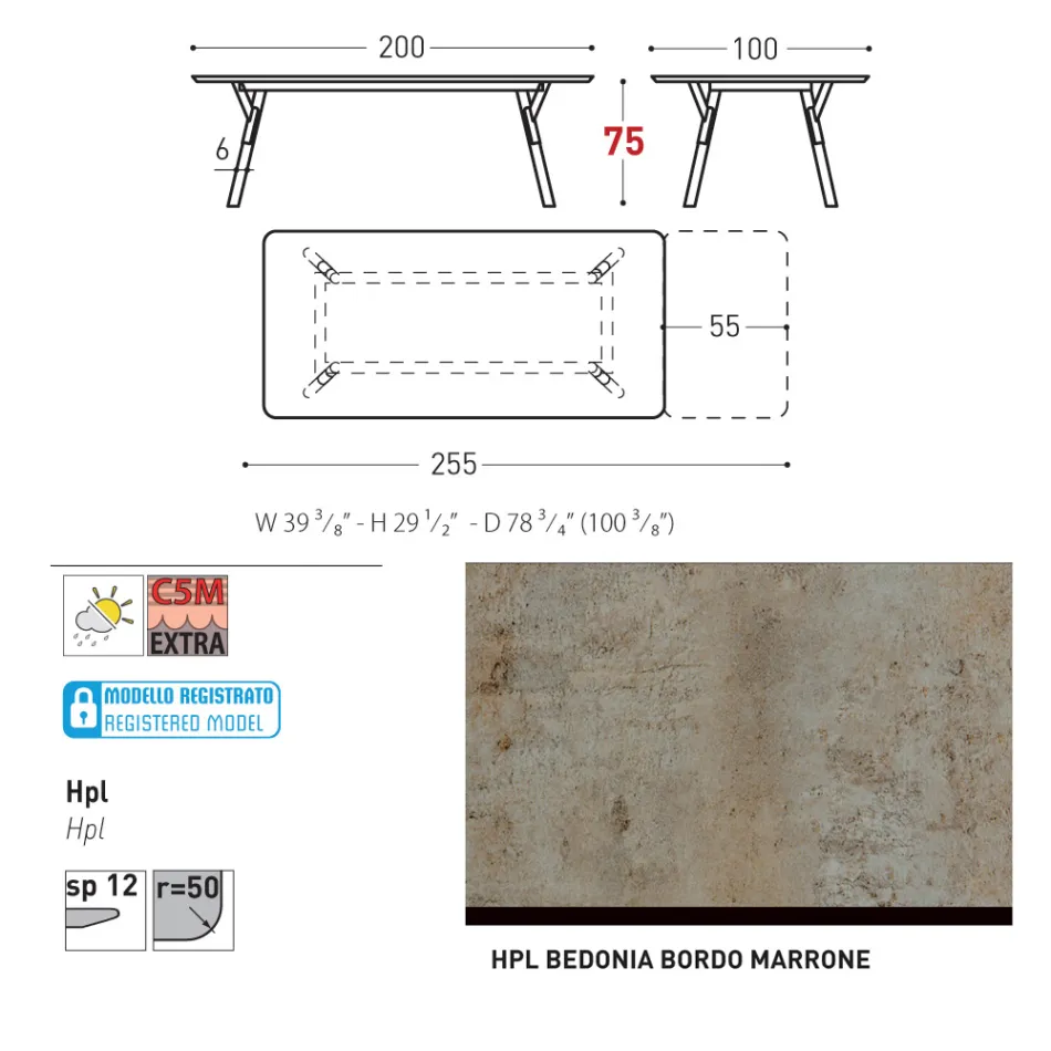 Varaschin Link modern design extendable garden table, H 73.2 cm Viadurini