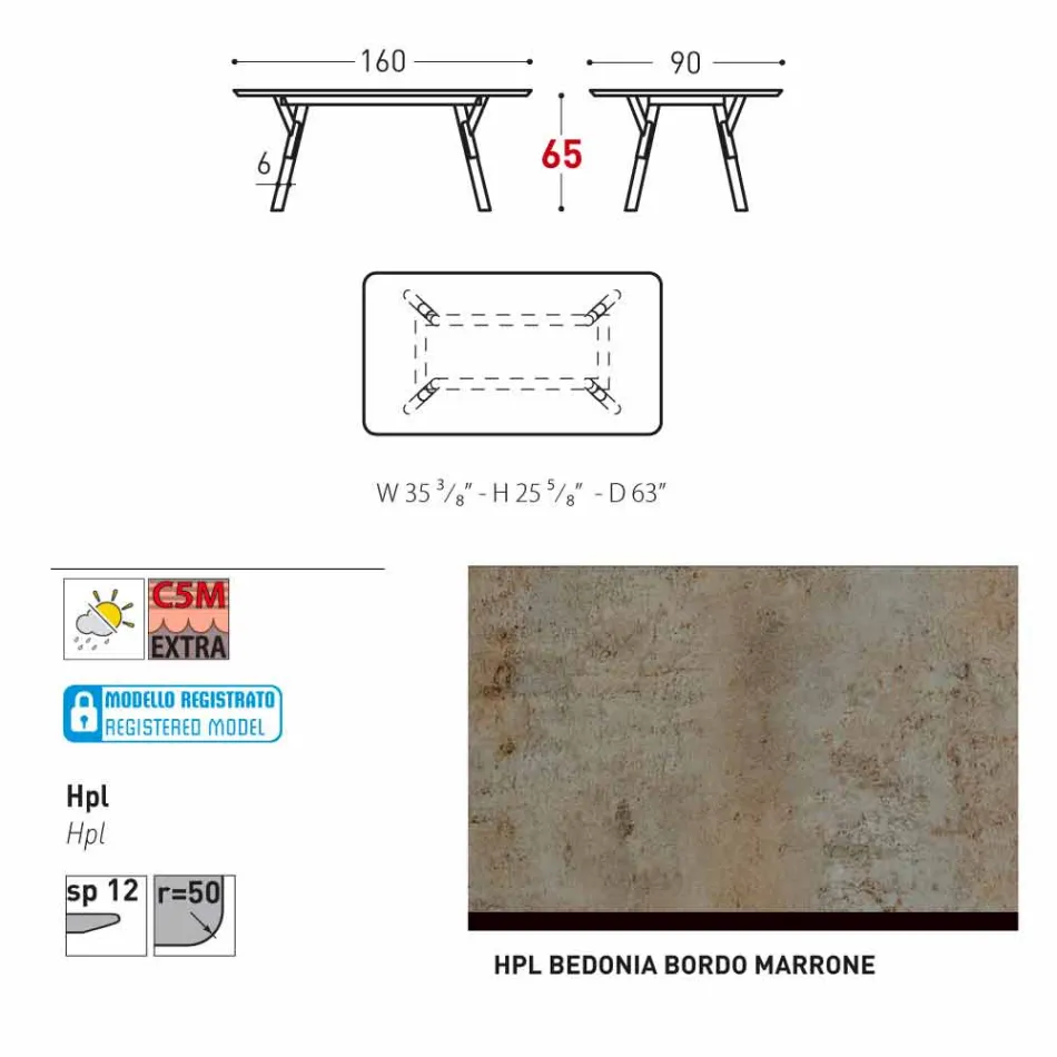 Varaschin Link garden table with teak wood legs, H 65 cm Viadurini