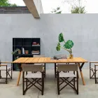 Varaschin Link garden table with teak wood legs, H 75 cm Viadurini