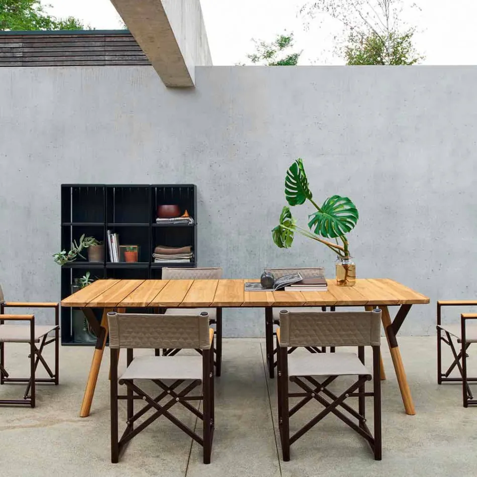 Varaschin Link garden table with teak wood legs, H 75 cm Viadurini