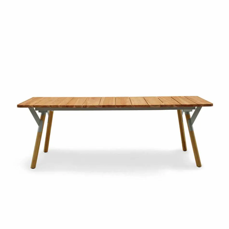 Varaschin Link teak wood garden dining table H 75 cm Viadurini