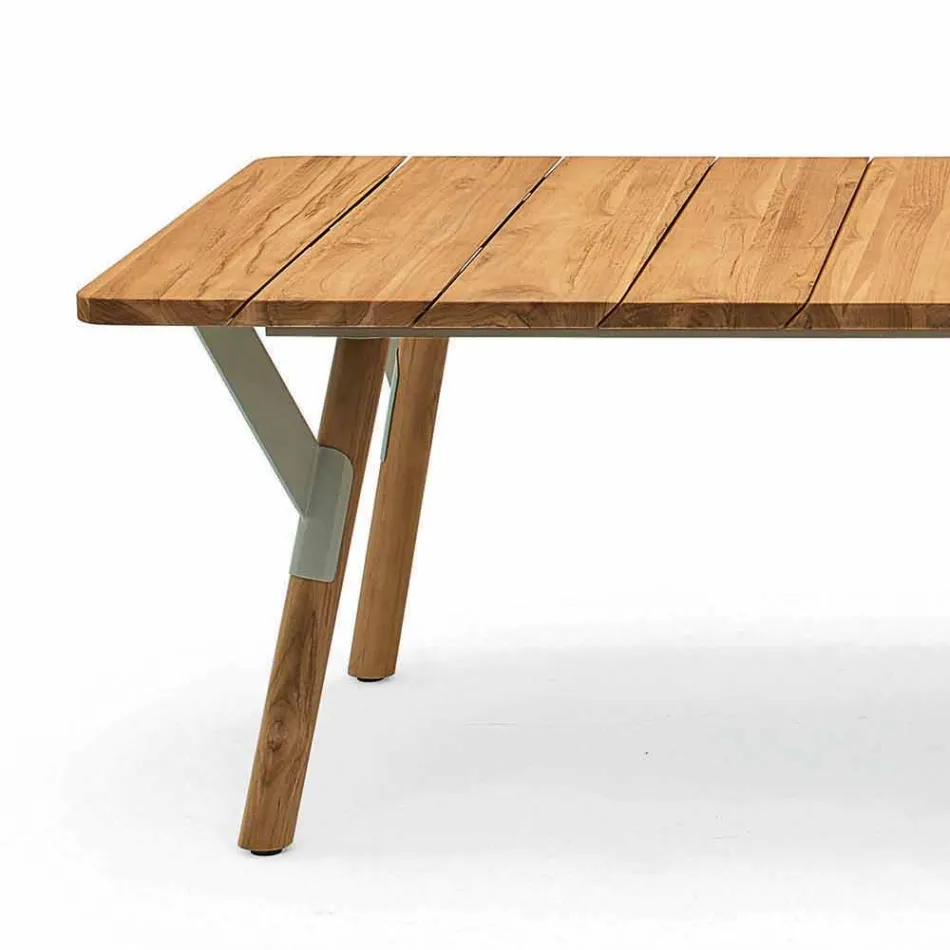 Varaschin Link teak wood garden dining table H 75 cm Viadurini