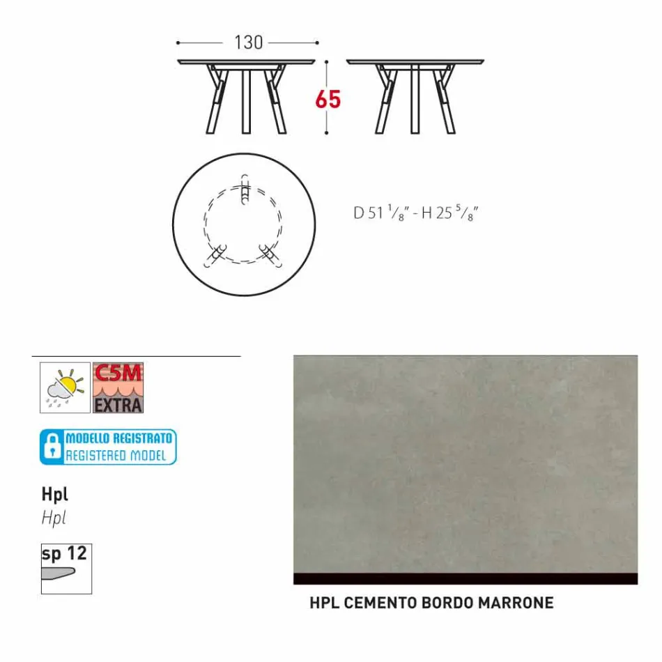 Varaschin Link round outdoor table with teak legs, H 65cm Viadurini