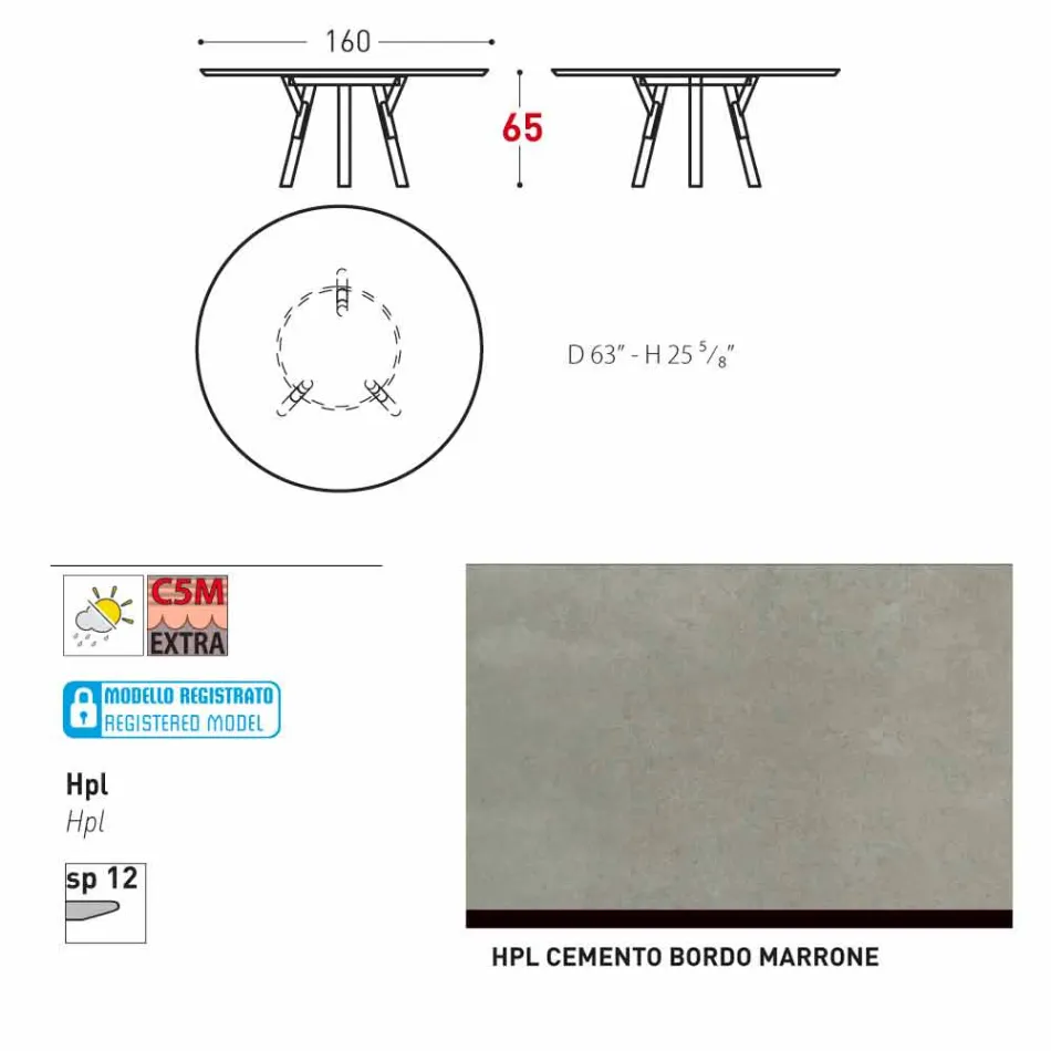 Varaschin Link round outdoor table / interior design, H 65 cm Viadurini