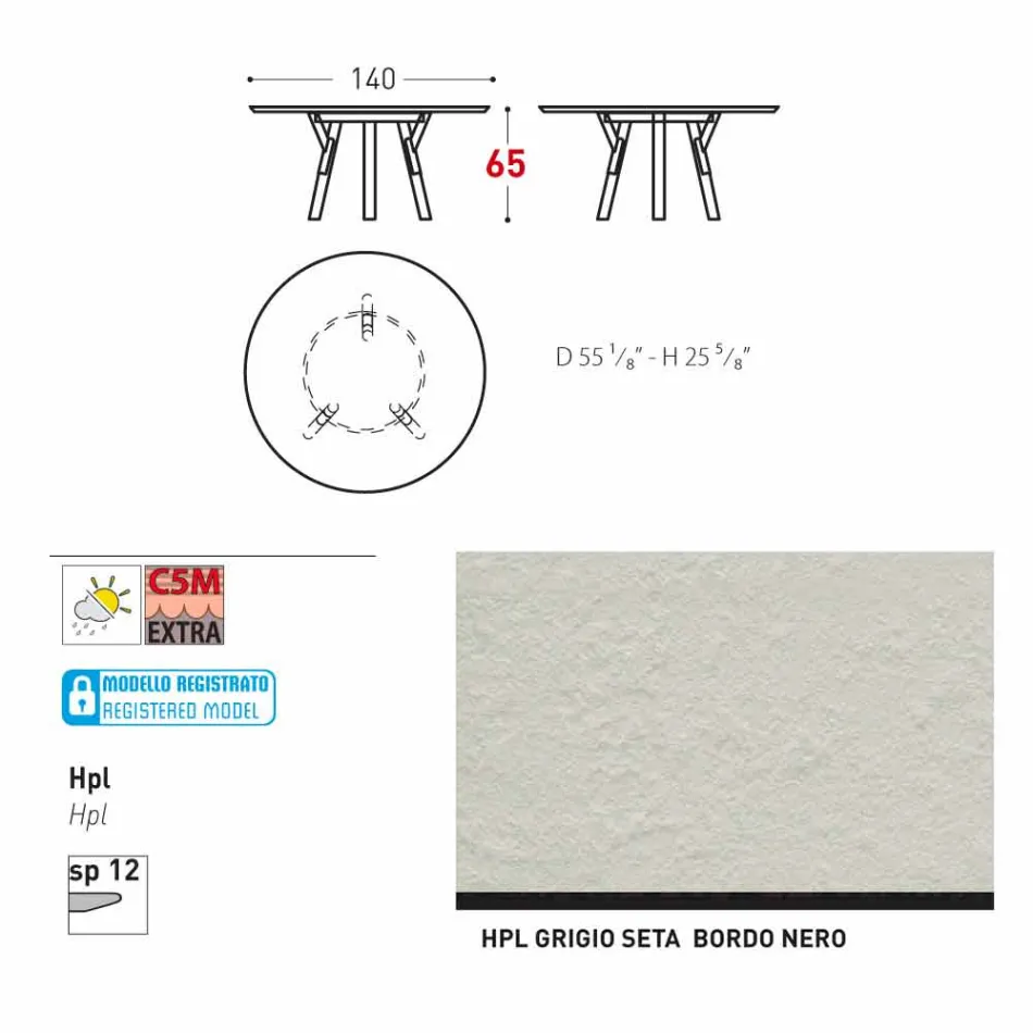 Varaschin Link round outdoor table / interior design, H 65 cm Viadurini