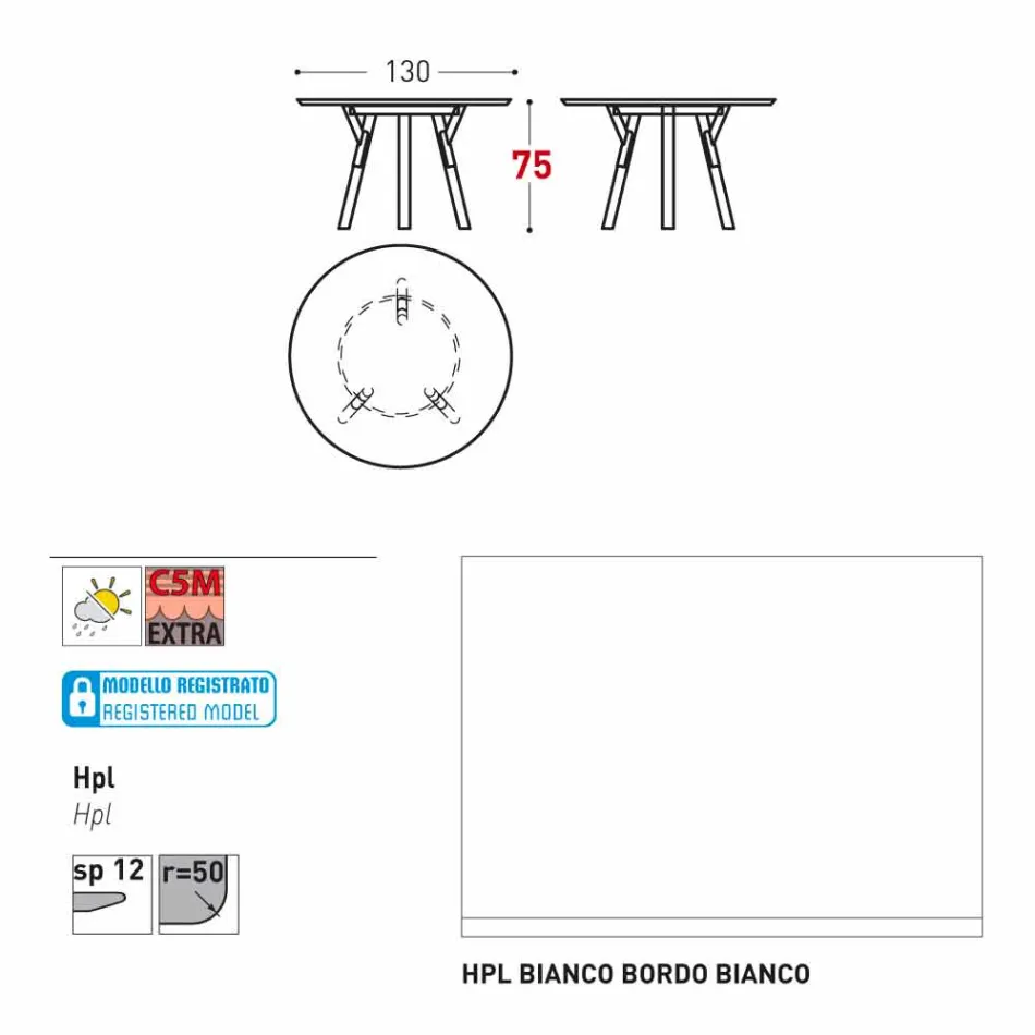 Varaschin Link round garden table with teak legs, H 75cm Viadurini