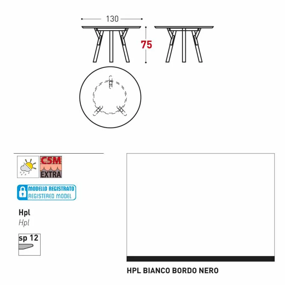 Varaschin Link round garden table with teak legs, H 75cm Viadurini