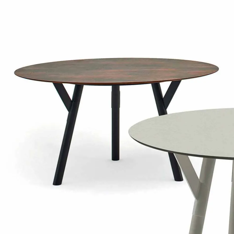 Varaschin Link contemporary garden round table, H 75 cm Viadurini