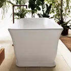 White Freestanding Bathtub in Solid Surface Made in Italy - Cleopatra Viadurini