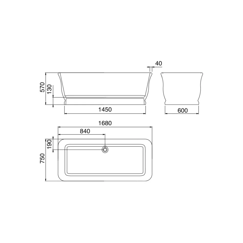 White Freestanding Bathtub in Solid Surface Made in Italy - Cleopatra Viadurini