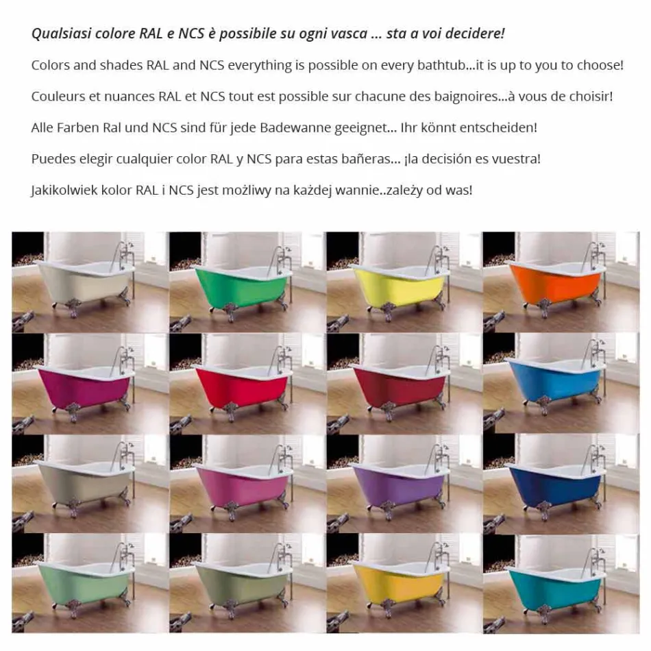 Bathtub freestanding colored iron modern design Betty Viadurini