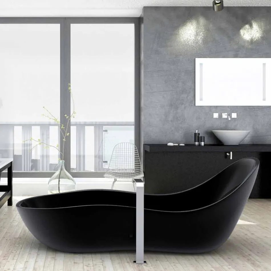 Bathtub freestanding lacquered, modern design, Wave Viadurini