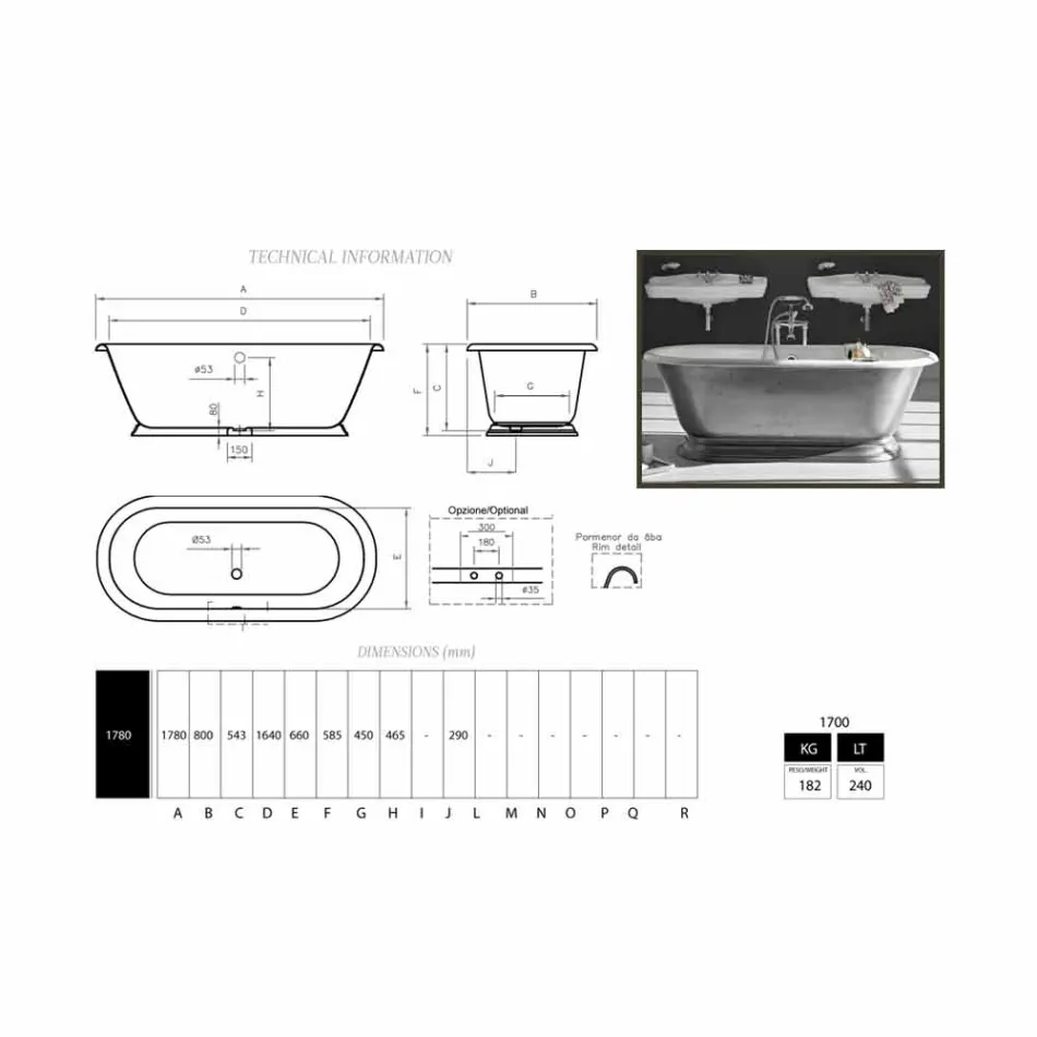 Bathtub in designer bathroom with cast iron Pierce gloss finish Viadurini