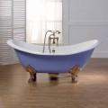 Enamelled and painted cast iron bathtub with vintage Lane feet