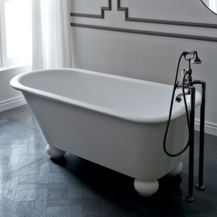 Matt White Solid Surface Bathtub with Feet - Degrees Viadurini