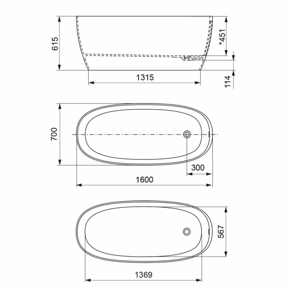 Free Standing Tub, Design Solid Surface Glossy / Matte - Veil Viadurini