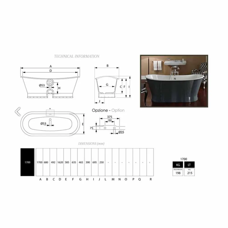 Freestanding bathtub in cast iron with original design Cox Viadurini