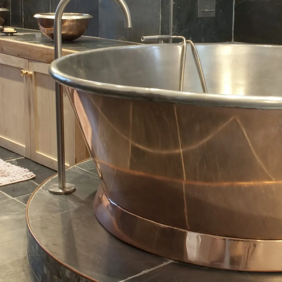 Vintage copper freestanding bathtub, Vanessa white iron plated Viadurini