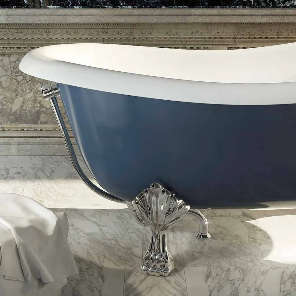 Freestanding blue resin bathtub in classic design, Fregona Viadurini
