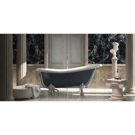 Freestanding blue resin bathtub in classic design, Fregona Viadurini