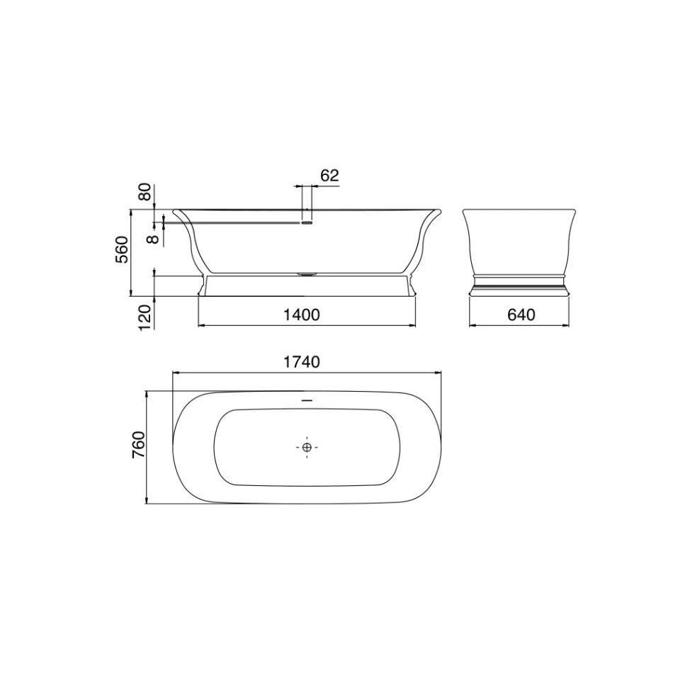Solid Surface Bathtub with Integrated Overflow Made in Italy - Aurelio Viadurini