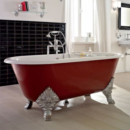 Vintage Freestanding Bathtub with Cast Iron Feet, Made in Italy - Naike Viadurini