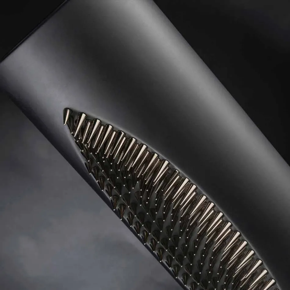 Tall Indoor Vase in Matt Black Ceramic and Steel Made in Italy - Jesolo Viadurini