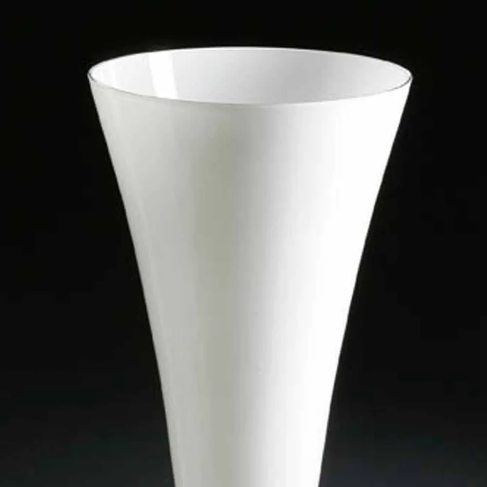 Tall Indoor Vase in White and Transparent Glass Made in Italy - Clodino Viadurini