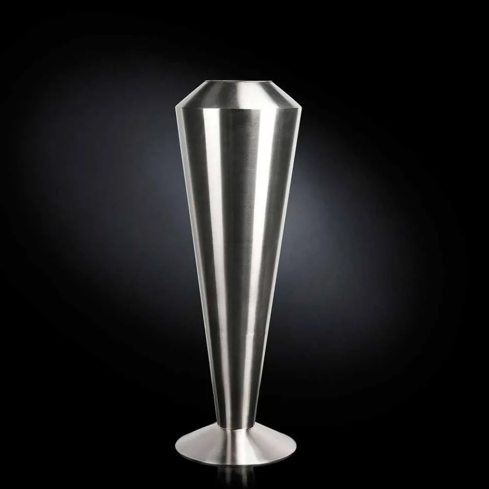 Tall Decorative Vase in Satin Steel Made in Italy Fine - Vesper Viadurini