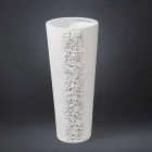 Tall White Ceramic Vase with Handmade in Italy Decoration - Calisto Viadurini