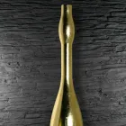 Modern Tall Vase in Resin Gold or Silver Leaf Finish Made in Italy - Quartz Viadurini