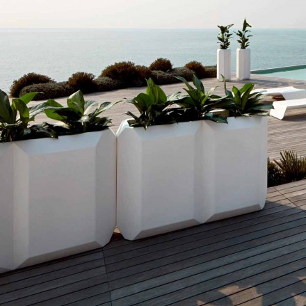 White Indoor or Outdoor Vase in Plastic of 3 Sizes - Gem by Myyour Viadurini