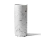 Cylindrical Vase in Satin White Carrara Marble Italian Design - Murillo Viadurini