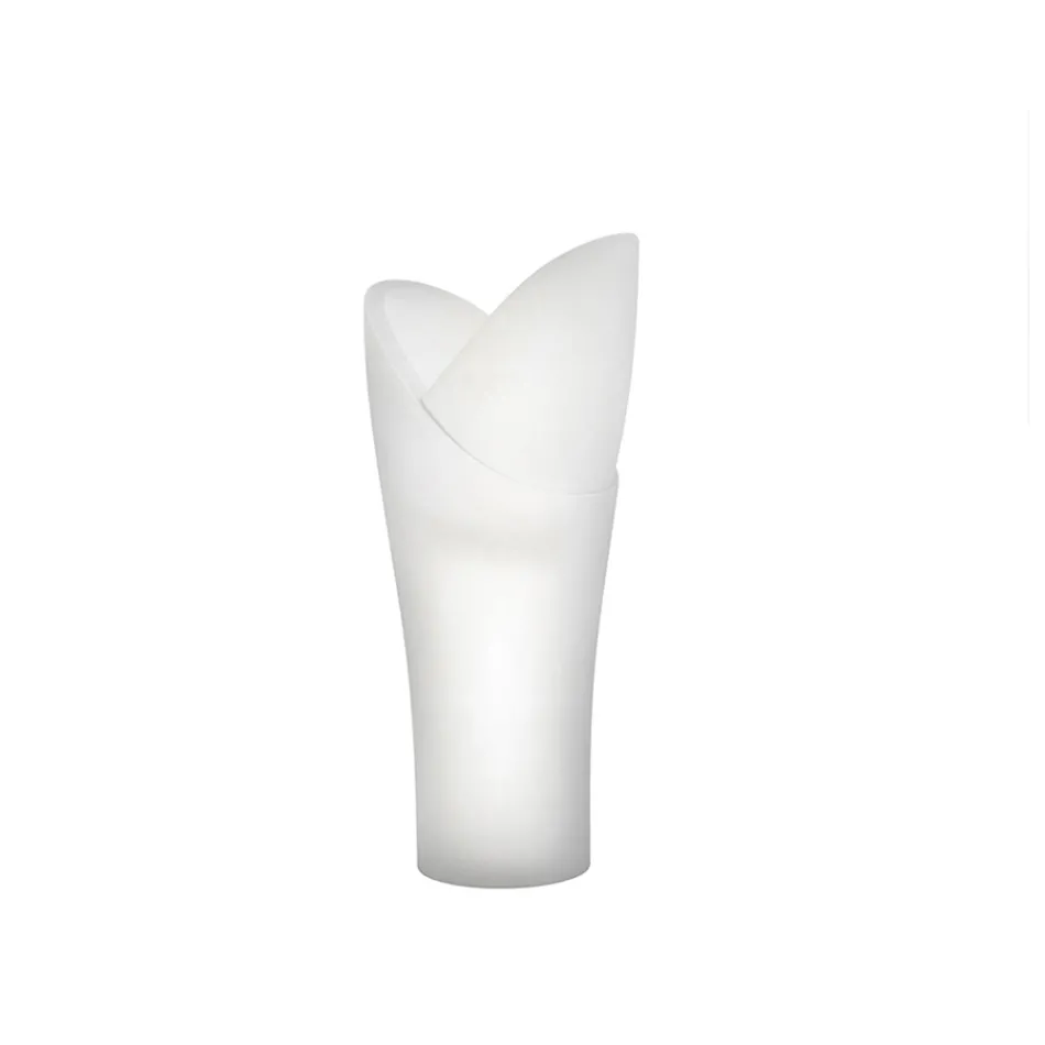 Luminous Outdoor Vase in White Polyethylene Made in Italy - Galileo Viadurini