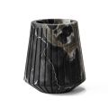 Low Decorative Vase in Portoro Marble with Striped Design Made in Italy - Cairo