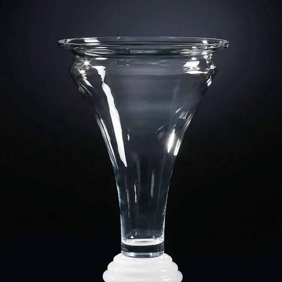 Indoor Decorative Glass Vase with White Base Made in Italy - Catia Viadurini