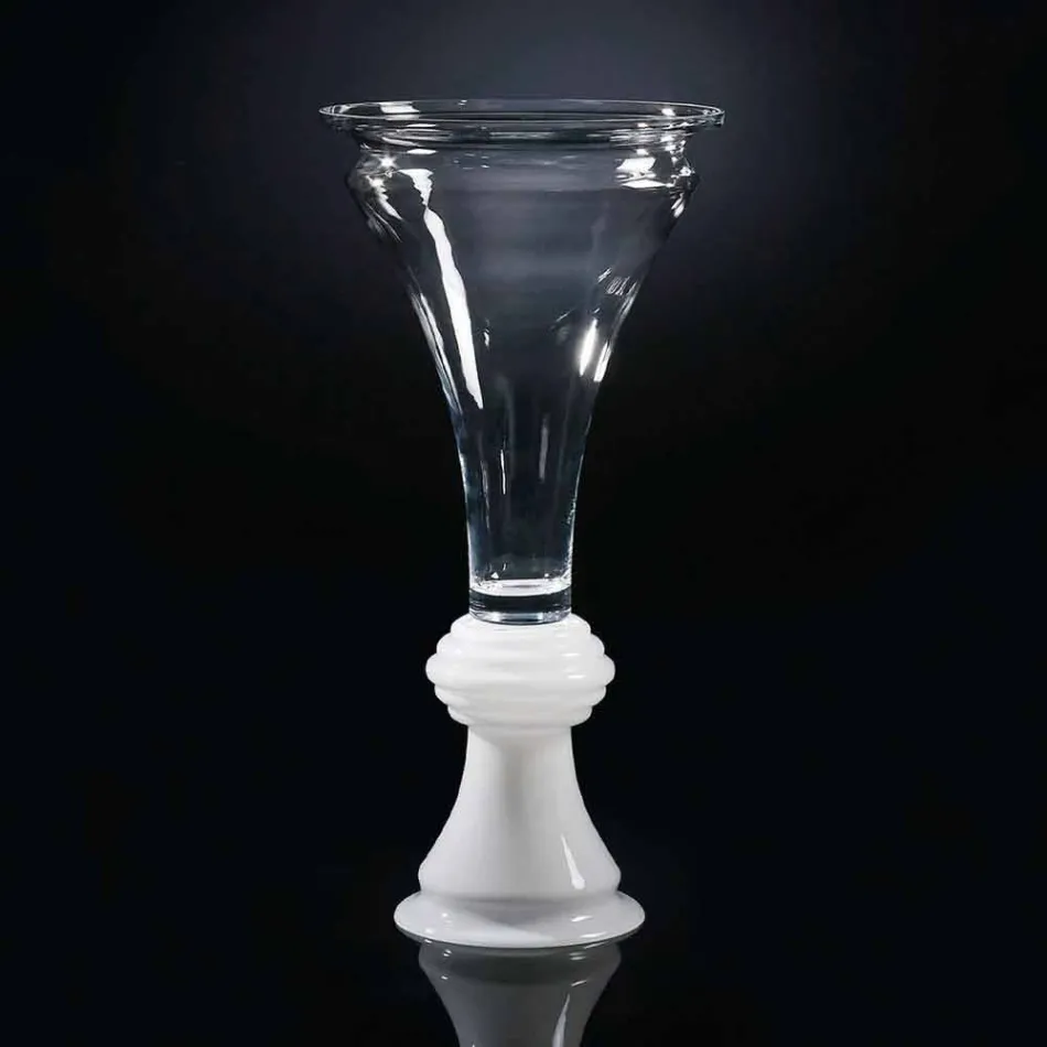 Indoor Decorative Glass Vase with White Base Made in Italy - Catia Viadurini