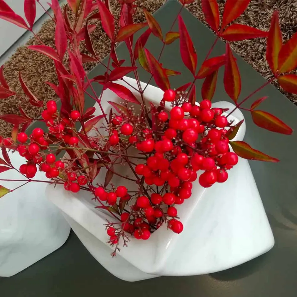 Decorative Design Vase in Bardiglio or Carrara Marble Made in Italy - Prisma Viadurini