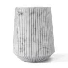 Decorative Vase in White Carrara Marble or Portoro Design with Stripes - Cairo Viadurini